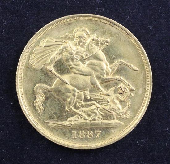 A Victoria Jubilee gold two pounds, 1887,